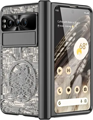 Produktbild von Google Pixel Fold Hülle, Luxus Galvanisierte Charnierschutz Kristallklare Schutzhülle mit Displayschutzfolie für Google Pixel Fold Schwarz