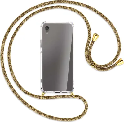 Produktbild von Handykette Backcover-Schutzhülle mit Band (Metall goldfarben) für Sony Xperia XA1 Ultra - braun+beige