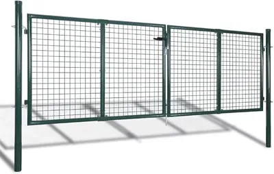 Produktbild von Metall Gartentor mit 3 Schlüssel, Gartentür Zauntür Hoftor Gartenpforte, Gartenzaun Tür aus verzinktem Stahl Grün 306 x 125 cm (B x H)