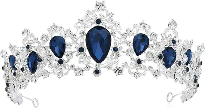 Produktbild von Prinzessin Diadem Hochzeit Krone Braut Tiara mit Kristalle für Festzug Prom, Silber+Blau