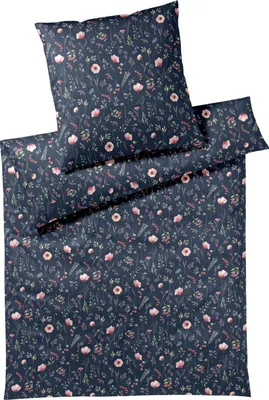 Zdjęcie produktu dla elegancka mako-satynowa pościel Sorbet midnight blue 155x220 cm + 80x80 cm