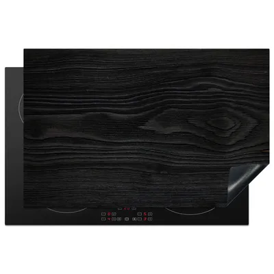 Produktbild von KitchenYeah© Herdabdeckplatte Schwarz - Holzoptik , 81x52cm, Küche Deko, Glaskeramikkochfeld Herdabdeckung, Abdeckplatte fùr Kochfeld