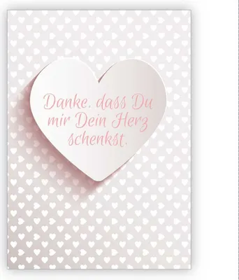 Produktbild von Romantische Grußkarte: Danke dass Du mir Dein Herz schenkst.