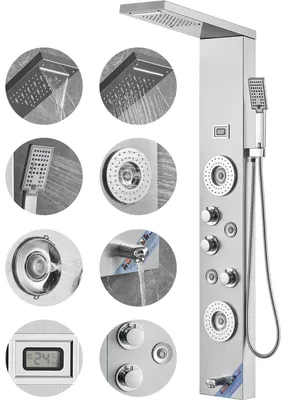 Produktbild von Duschpaneel - Regendusche - Duschsäule - Duschpaneel - 6-in-1 Duschpaneel - 46 cm breit