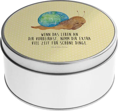 Produktbild von Mr. & Mrs. Panda Teedose Schnecke Sir - Gelb Pastell - Geschenk, Motivation, Vorratsdose, Vorratsdosen, Vorratsbehälter, Blechdose, Lebensmut, Weisheit, Gute Laune