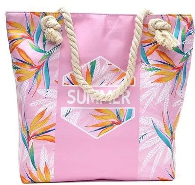 Immagine prodotto di Borsa da spiaggia per donne - Borsa a spalla - Shopper - Borsa estiva - 45 x 35 cm - Grande - Rosa