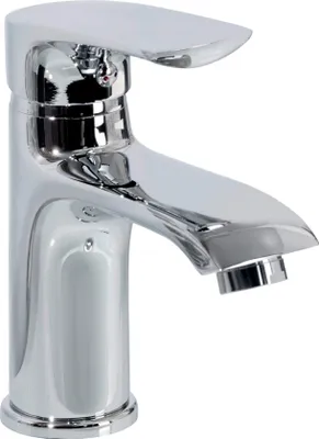 Produktbild von FACKELMANN Einhebelmischer LUXOR Silber Glanz / hochwertiger Wasserhahn für zu Hause / Armatur mit einem leicht gebogenen Wasserausfluss (Farbe: Silber Glanz) / Maße: ca. 15,5 cm