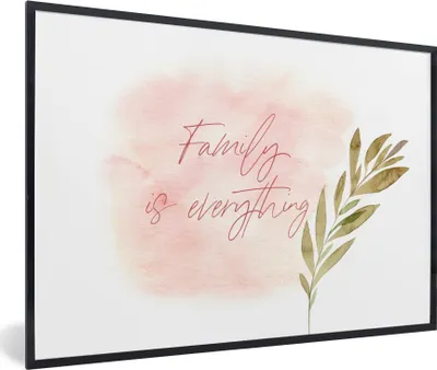 Produktbild von MuchoWow® Gerahmtes Poster Zitate - Sprichwörter - Familie ist alles 90x60 cm - Poster mit Schwarzem Bilderrahmen Wandposter Rahmen Foto Bilder - Fotorahmen - Foto-Plakat