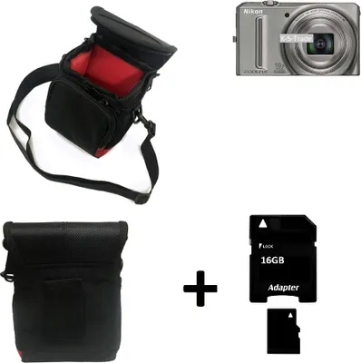 Produktbild von K-S-Trade Kameratasche Fototasche Umhängetasche Schutz Hülle kompatibel mit Nikon Coolpix S9200 mit Zusatzfach und teilbaren Innenraum mit Trennwand