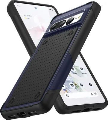 Produktbild von Für Google Pixel 7 Pro Hülle Militärqualität Stoßfest Hybrid 2 in 1 Hart PC Weich TPU Handyhülle Blau Schwarz