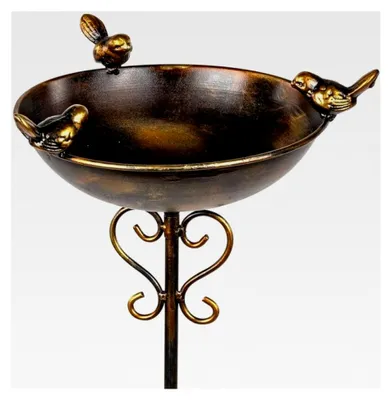 Produktbild von Vogeltränke aus Metall, 107x23 cm, Antik-Optik, Gartendeko für Blumenbeete oder Balkone