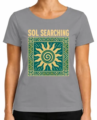 Produktbild von Sol Searching Sonne Tribal Boho Hippie Spirituell Vintage Aztec Damen T-Shirt, Grau, XL
