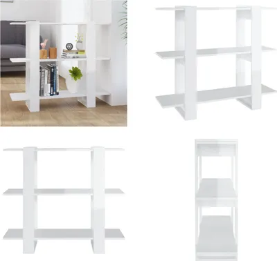 Produktbild von vidaXL Bücherregal/Raumteiler Hochglanz Weiß 100x30x87 cm - Bücherregal - Bücherregale - Bücherschrank - Lagerregal