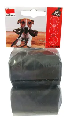 Produktbild von Hundekotbeutel schwarz blickdicht 2 Rollen a 20 Beutel 20 x 33 cm