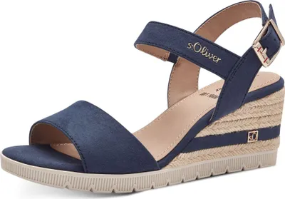 Produktbild von s.Oliver Damen Sandalette Sandale Keilabsatz Bast 5-28713-42, Größe:38 EU, Farbe:Blau