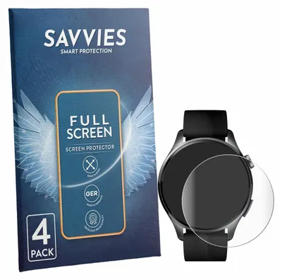 Produktbild von 4x Savvies Fullscreen Schutzfolie für Xiaomi Watch 5 (47 mm) Displayschutz Folie Fullcover Klar Transparent