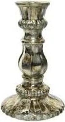 Produktbild von Kaemingk Kerzenhalter aus Glas, silber, Durchmesser 9 cm, Höhe 15 cm