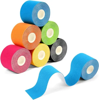 Produktbild von Kinesiology Sports Tape 6PCS, 3,8 cm x 5 m, Elastisch, Wasserfest, Atmungsaktiv, Latexfrei, für Sport
