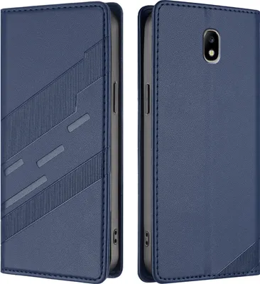 Produktbild von Hülle für Samsung Galaxy J3 2017, Kunstleder Brieftaschen Handyhülle mit Kartenfach und Standfunktion Blau