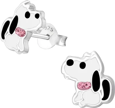 Produktbild von Ohrringe Ohrstecker 925 Sterling Silber Kleiner Hund mit Kristallen