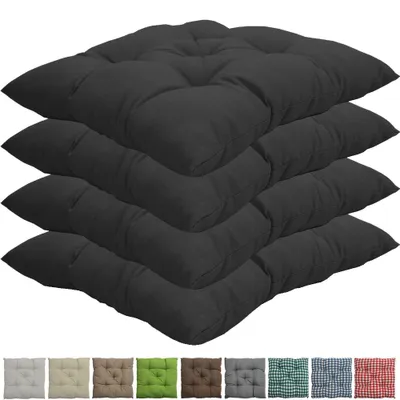 Produktbild von Stuhlkissen Genua 38x38 cm 4er Pack Sitzkissen mit Steppung, Farbe:Anthrazit