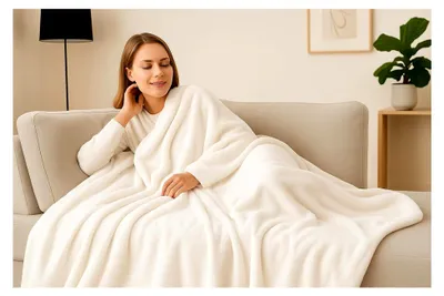 Produktbild von Kuscheldecke aus Flanell - Uni - 180 x 220 cm - Creme