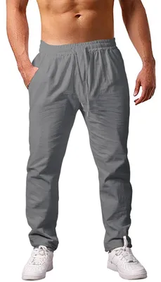 Productafbeelding van Solidchoice - Lichte Linnen Broek voor Mannen met Elastische Taille en Pocket