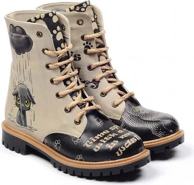 Produktbild von Beige und Schwarz Damen Stiefeletten von Goby mit Katzen TMS102 40