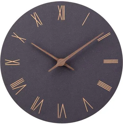 Obrázok produktu pre Nástenné hodiny Unyqoos® – tichý quartzový mechanizmus, MDF, čierna farba, priemer 30 cm, veľké rímske číslice, vhodné do obývačky, spálne a kancelárie