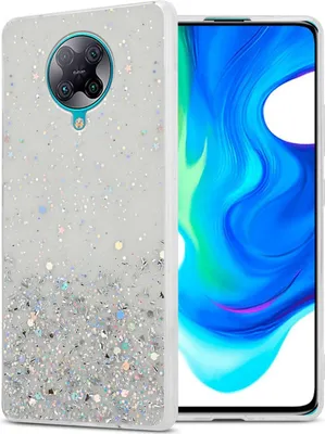 Produktbild von Cadorabo Hülle für Xiaomi POCO F2 PRO in Transparent mit Glitter Schutzhülle aus flexiblem TPU Silikon mit funkelnden Glitter Case Cover Etui Handy Hülle