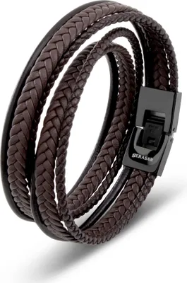 Produktbild von SERASAR | Leder Wickelarmband für Herren [Wrap] mit Schmuckschachtel | Farbe: Braun | Länge: 46cm