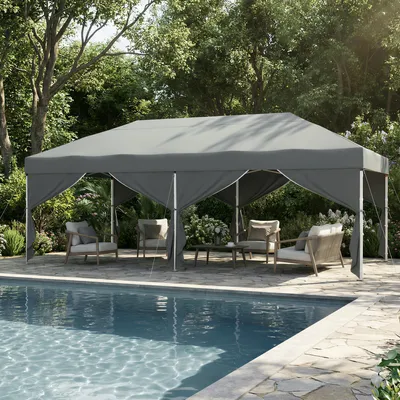 Produktbild von SONGMICS Faltzelt 6 x 3 m, mit Seitenwänden, stabil, tragbar, Pavillon für Garten, Hof, Party, Sonnenschutz, grau