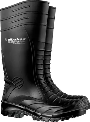 A pair of black Albatros PROTECTOR PLUS safety boots.