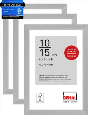 Produktbild von DEHA Design Aluminium Portraitrahmen, Bilderrahmen 3er SET Tribeca, 10x15 cm, Struktur Silber Matt