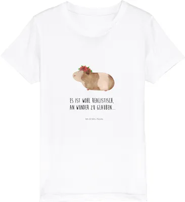 Produktbild von Mr. & Mrs. Panda Kleinkinder T-Shirt Meerschweinchen Weisheit 5-6 Jahre (110/116) - Weiß - Geschenk, Kindershirt, Jungen, Mädchen, Wunder, Teenager, Wunderland, Spruch