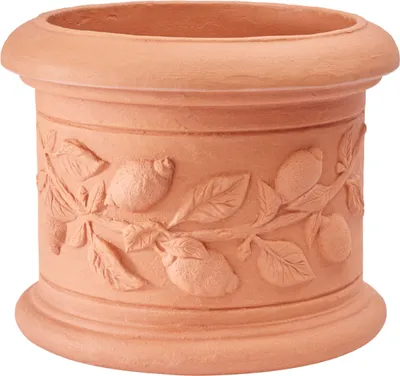 Produktbild von Garden Italia Pots Zylindertopf mit Zitronen ICLM Durchmesser 40 cm - Höhe 33 aus Impruneta farbigem Harz -  Italy - für drinnen und draußen - frostbeständig - stoßfest, S
