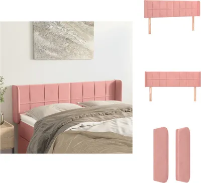 Produktbild von vidaXL Kopfteil mit Ohren Rosa 147x16x78/88 cm Samt -  Kopf- & Fußenden