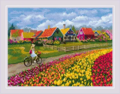 Produktbild von Riolis Kreuzstich Stickpackung "Tülpenfeld", Zählmuster, 40x30cm