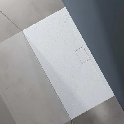 Immagine prodotto di doporro Piatto Doccia Rettangolare 70x140 cm in Resina Minerale Bianco Effetto Pietra, Ultrasottile H 3 cm Antiscivolo šC Geoma07