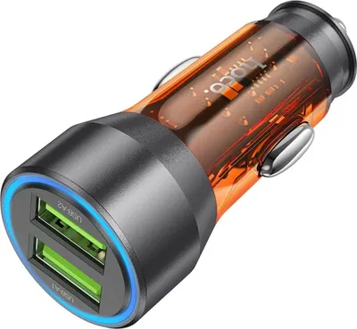 Image de HOCO Chargeur de voiture 2 x USB QC 18W NZ12 transparent orange