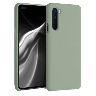 Produktbild von kwmobile Hülle kompatibel mit OnePlus Nord Hülle - Silikon Handy Case - Handyhülle weiche Oberfläche - kabelloses Laden - Graugrün