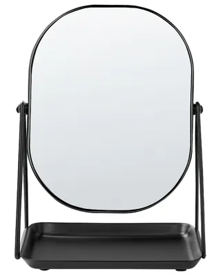 Produktbild von BELIANI Schminkspiegel Schwarz Metall 20 x 22 cm Frisiertisch doppelseitiger Vergrößerungsspiegel Dekorativ