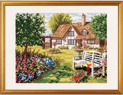 Produktbild von Eva Rosenstand Kreuzstich Set "Englisches Haus", Zählmuster, 30x40cm