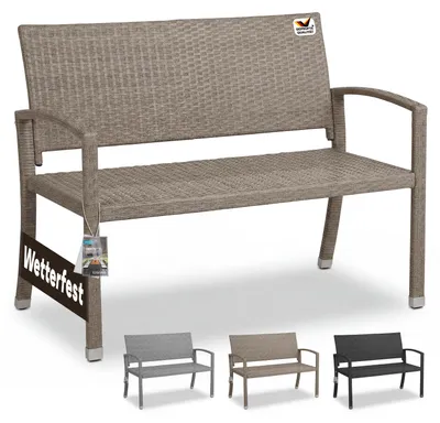 Immagine prodotto di Casaria Panchina da Giardino Polyrattan 2 Posti 122x90x58cm 320kg Panca da Esterno Terrazzo Balcone