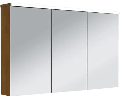 Immagine prodotto di Mobiletto a specchio per il bagno con illuminazione LED, finitura noce miele, dimensioni 115x70x16,5 cm