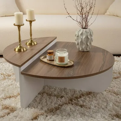 Image de Mansue - Table de Salon, 90x60x35h cm Noyer Marron, Porte-revues