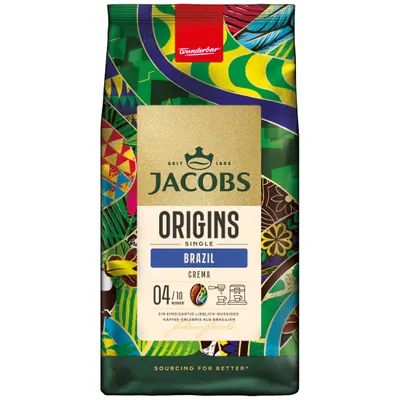 Produktbild von JACOBS Kaffeebohnen Origins Brazil geröste ganze Bohne 4x 1 kg Bohnenkaffee