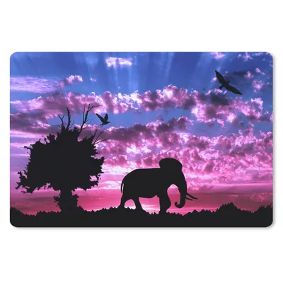 Produktbild von MuchoWow® Mauspad Mousepad Elefant - Vogel - Baum 27x18 cm - Mousepads - Maus Mat - Pad - Mausunterlage - Büroartikel - Desk Matten