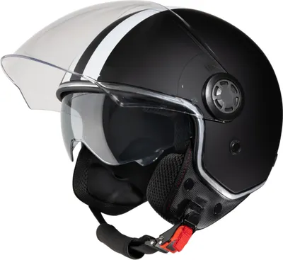 Produktbild von VINZ Parchi Jethelm mit Doppelvisier | Roller Helm Fashionhelm mit Streifen | In Gr. XS-XXL | Motorradhelm mit Sonnenblende | ECE 22.06  - Mattschwarz | M (57 - 58 cm)