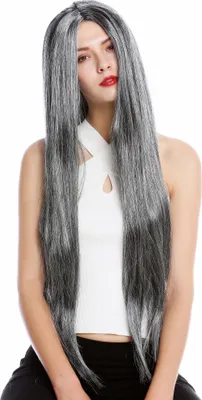 Produktbild von WIG ME UP Perücke Lang Mittelscheitel glatt Schwarz Grau TH46-P103MP68